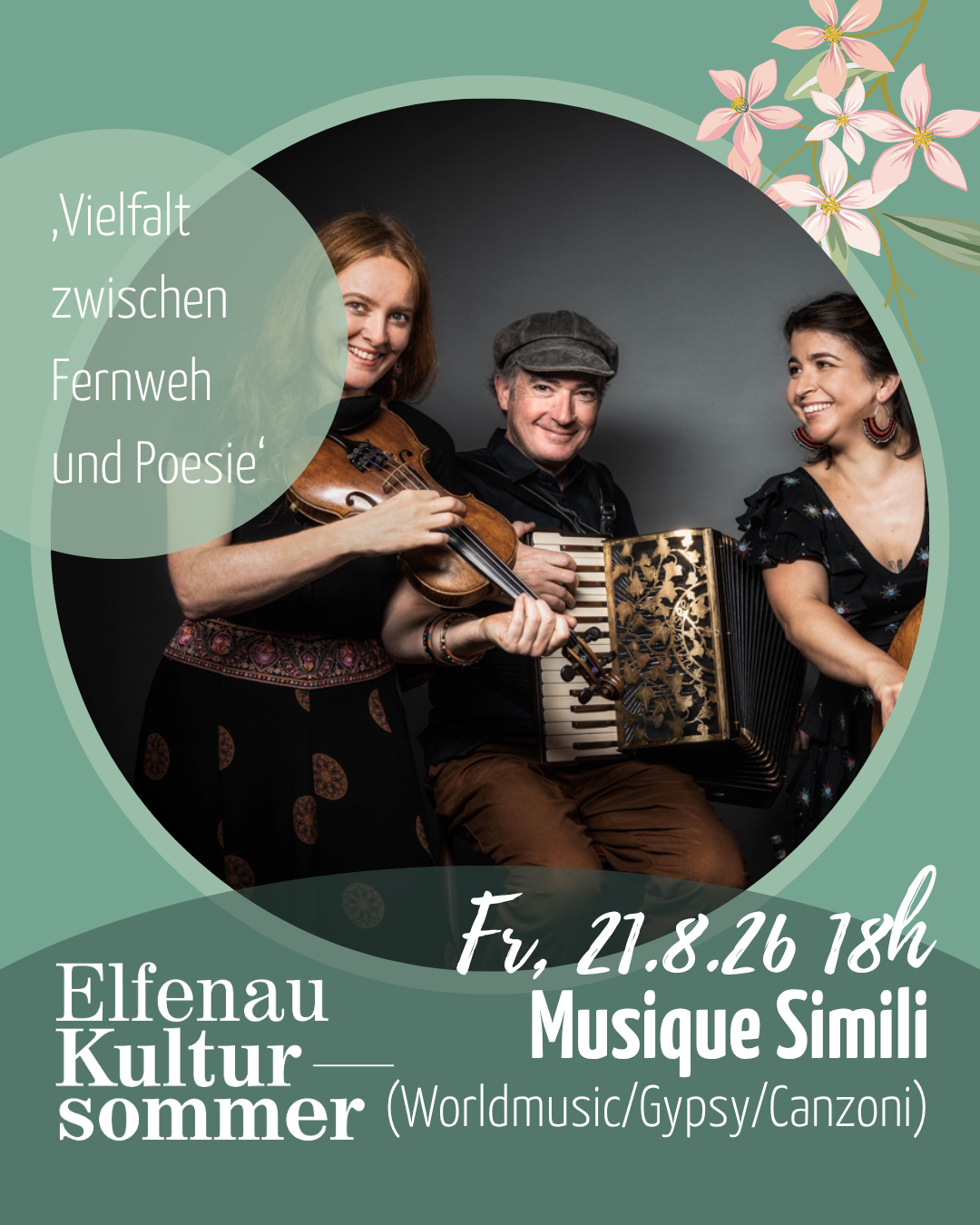 Sujet Elfenau Kultursommer mit Daten 13. bis 30. August 2026 in der Orangerie Elfenau