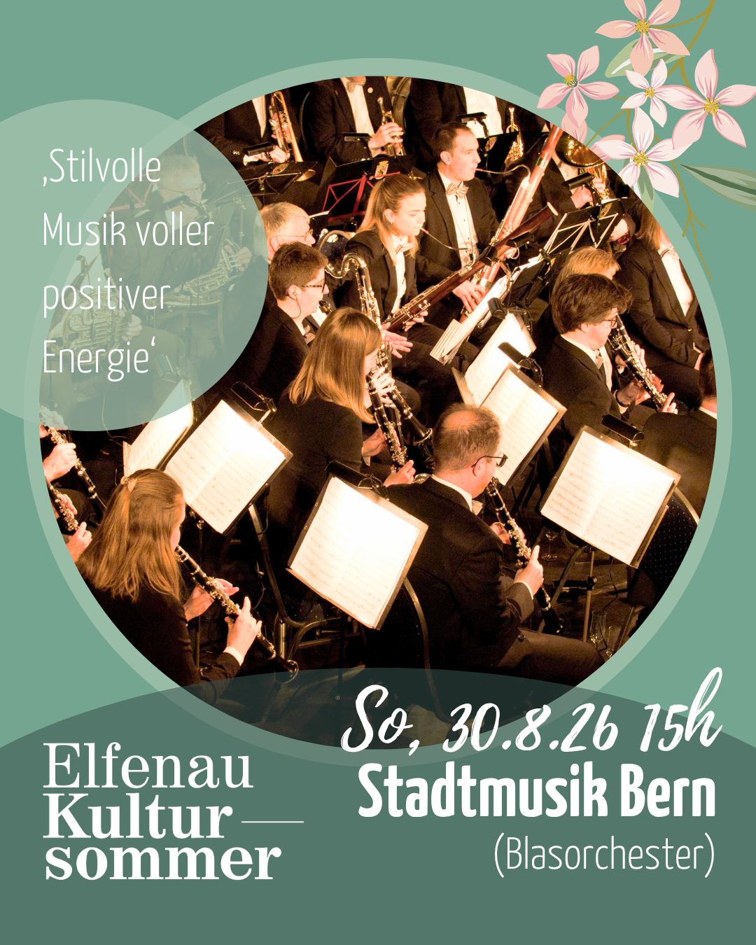 Sujet Elfenau Kultursommer mit Daten 13. bis 30. August 2026 in der Orangerie Elfenau