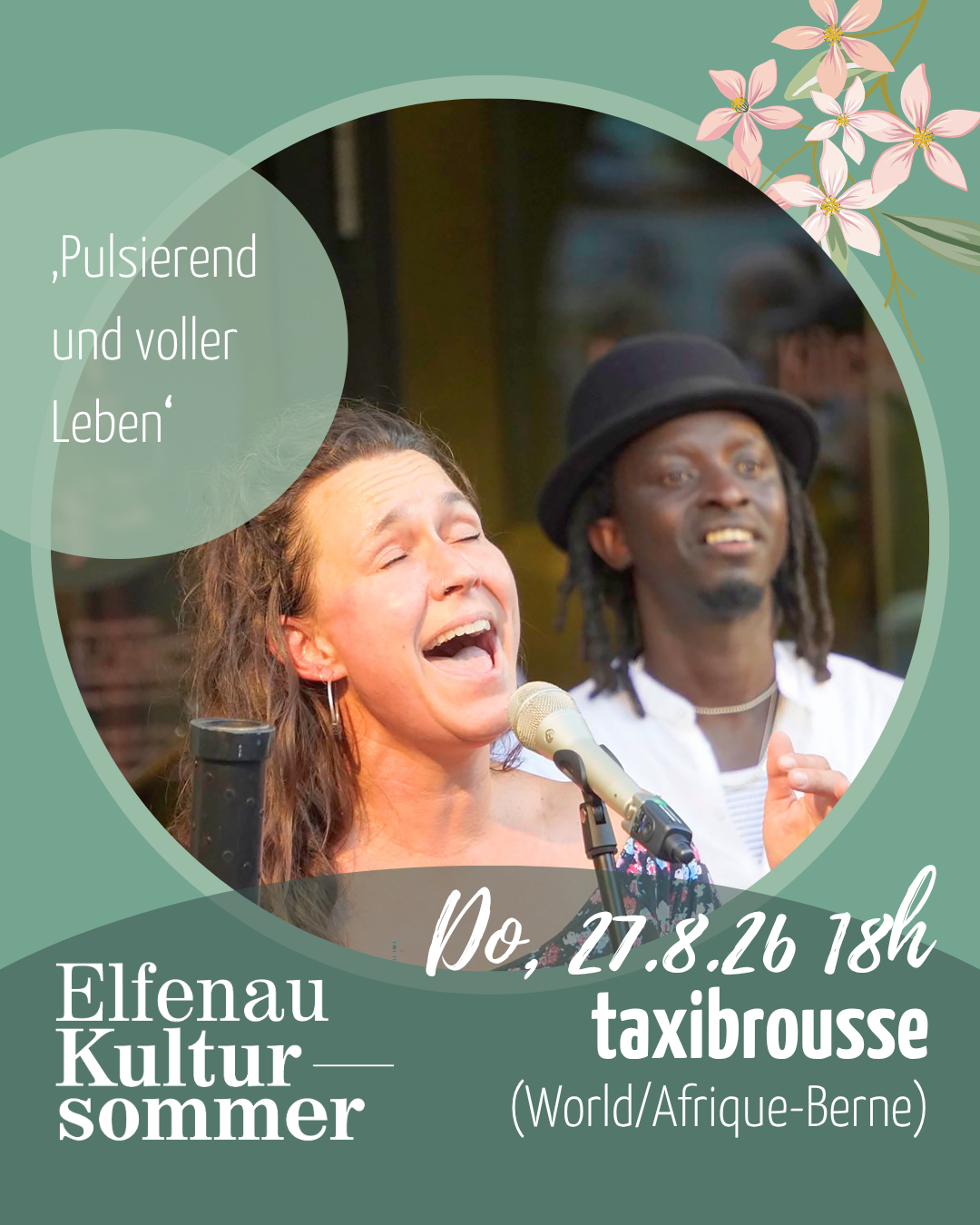 Sujet Elfenau Kultursommer mit Daten 13. bis 30. August 2026 in der Orangerie Elfenau
